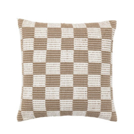 Check Woven Cushion - Taupe